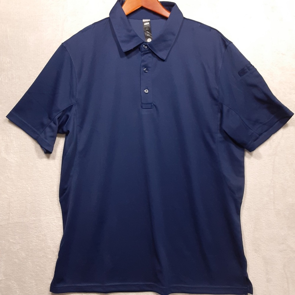 Mier Mens Short Sleeve Tactical Polo Shirt Sz.Large/Navy Blue/Outdoor-NWOT!!
